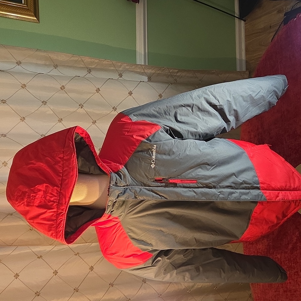 Columbia Red and Gray Hooded Jacket